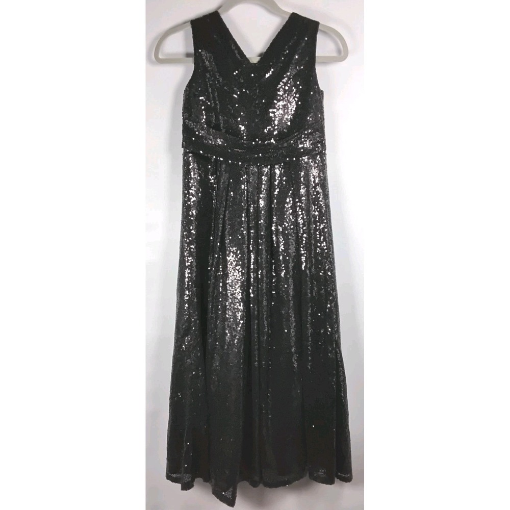 Girls Treasure Long Formal Dress Size 9 (Maybe 6) Black Sequined Sleeveless